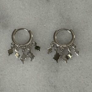 Sterling Silver Geometric Fringe Tassel Hoop Earrings 

Brand New